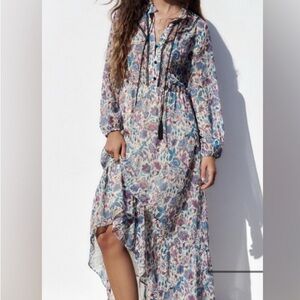 Zara Lace Trim Printed Dress